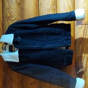 Women's Harley Davidson black denim bomber style jacket, NWT, Large.